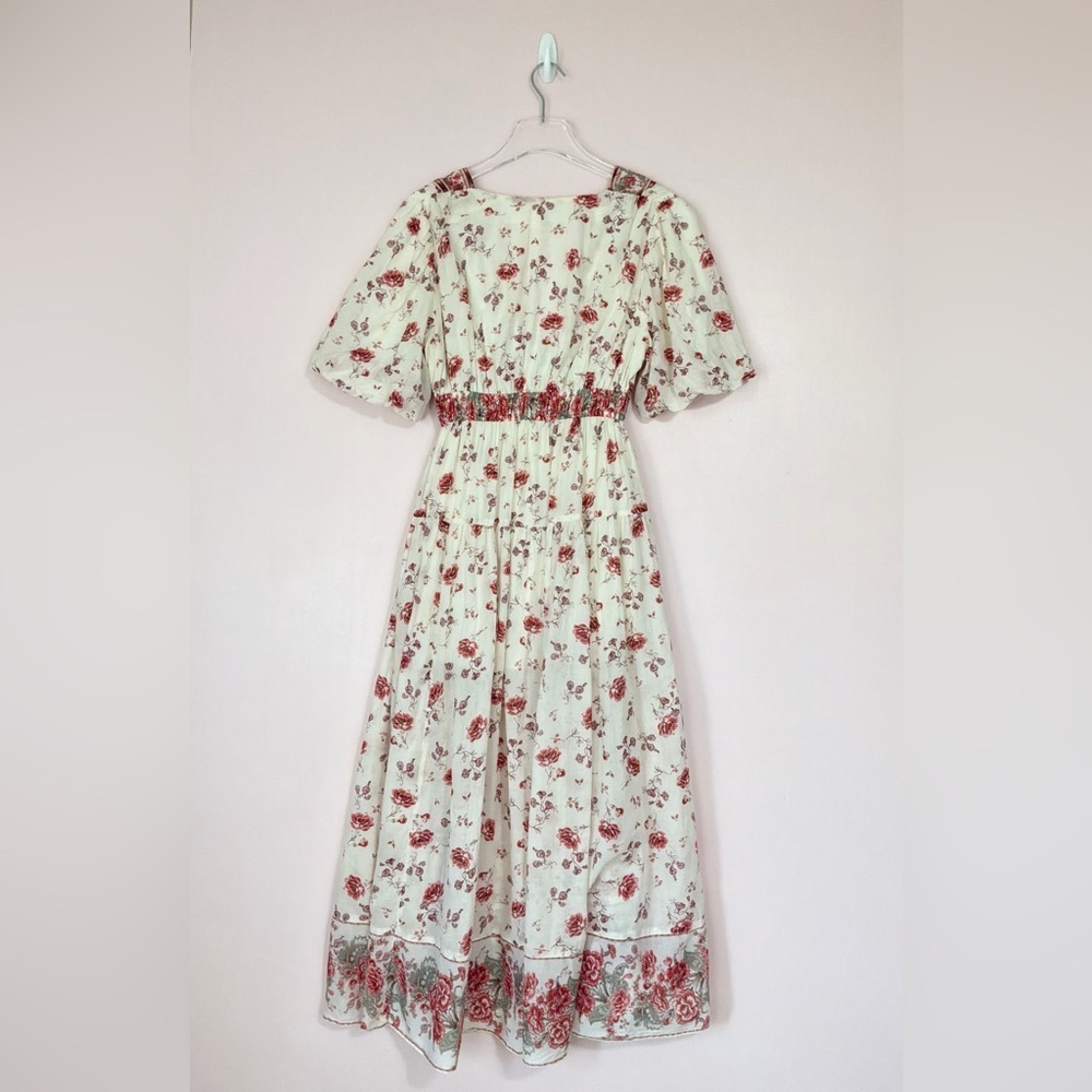 Free People Lysette Midi Dress in Tea Combo Size XS Bohemian Gypsy Indian Cotton - Picture 3 of 11